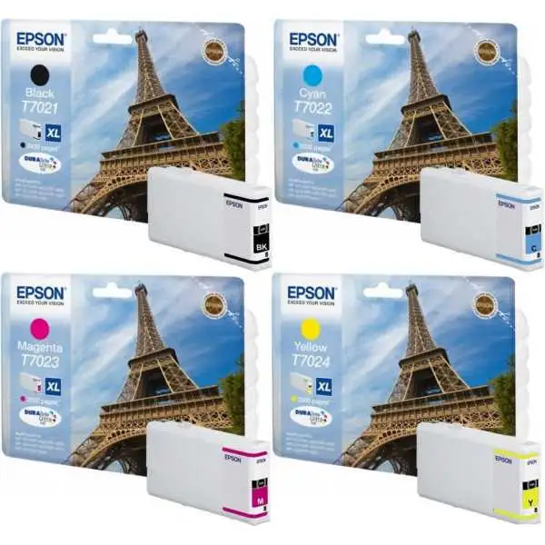 Epson T7021XL/T7022XL/T7023XL/T7024XL Tour Eiffel Pack de 4 cartouches d'origine