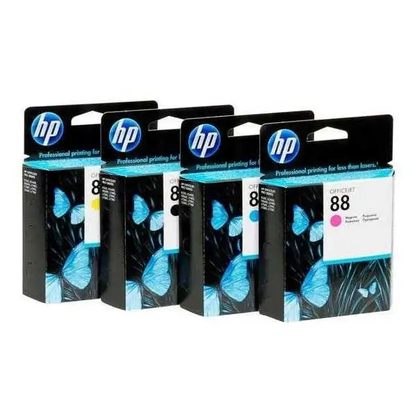 HP 88 Noir couleur Pack de 4 cartouches d'encre d'origine