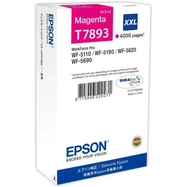 Epson T7893 XXL Magenta Cartouche d'encre d'origine