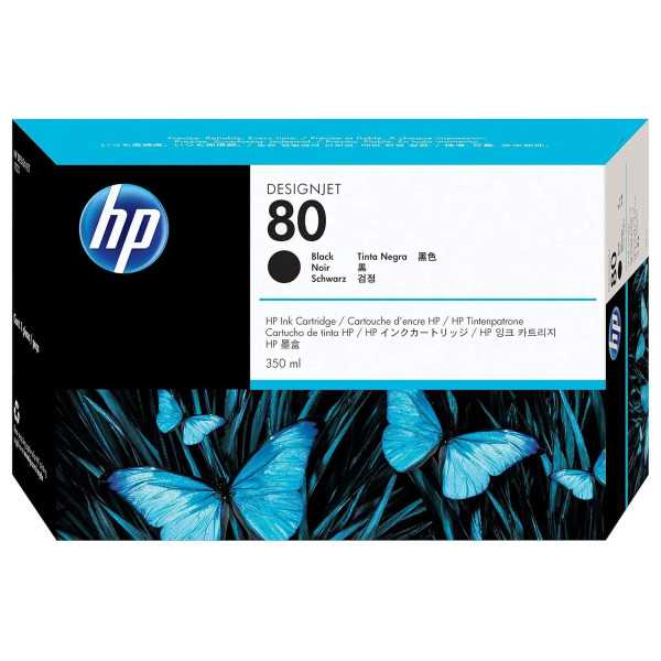 HP 80 Noir Cartouche d'encre d'origine 350 ml - C4871A