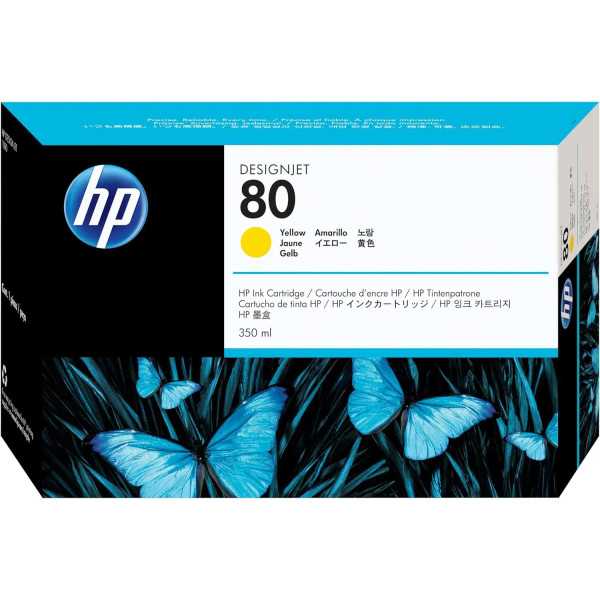 HP 80 Jaune Cartouche d'encre d'origine 350 ml - C4848A