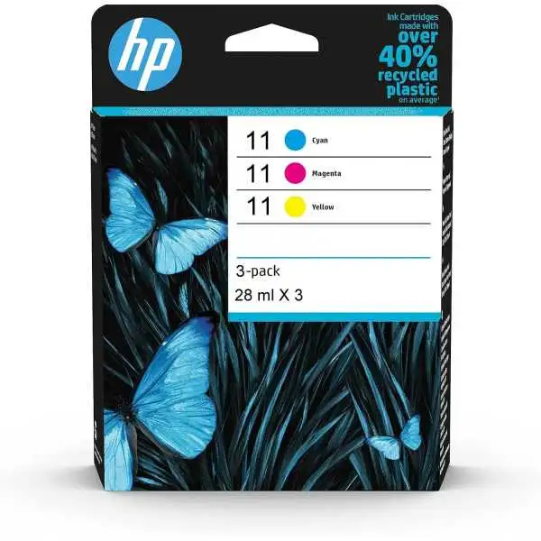 HP 11 Cyan, magenta, jaune Pack de 3 Cartouches d'encre d'origine