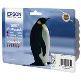Epson T5597 Noir couleur Pingouin Pack de 6 Cartouches d'encre d'origine