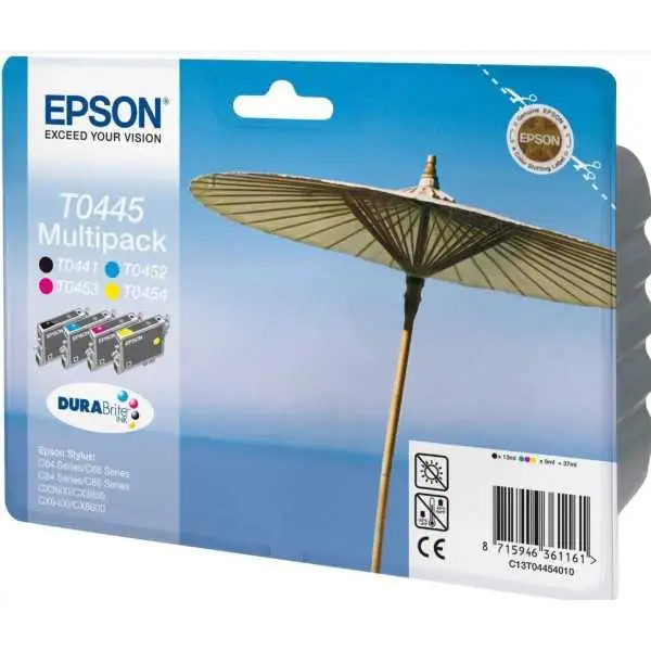 Epson T0445 Noir couleur Parasol Pack de 4 Cartouches d'encre d'origine