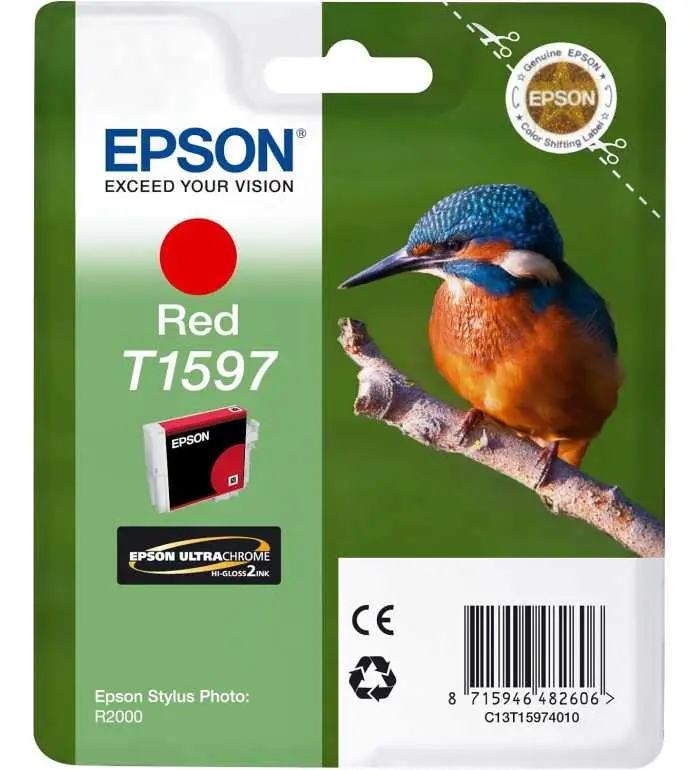 Epson T1597 Rouge Martin pêcheur Cartouche d'encre d'origine