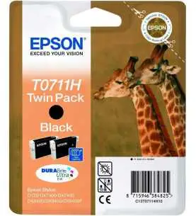 Epson T0711H Noir Girafes Pack de 2 Cartouches d'encre d'origine