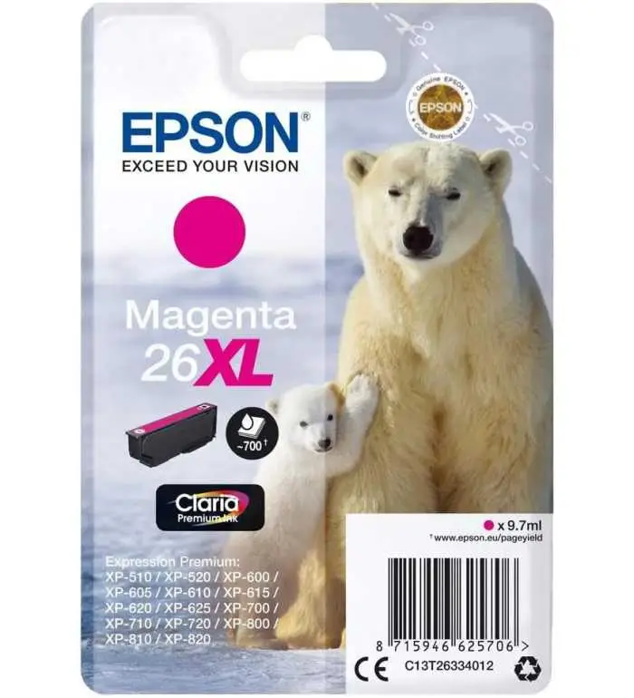 Epson 26XL Magenta Ours Polaire Cartouche d'encre d'origine