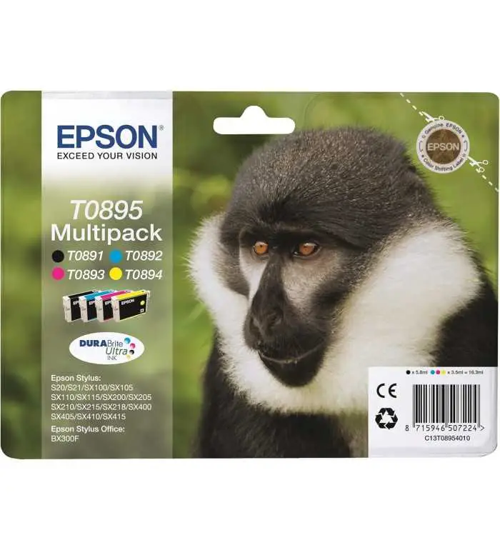 Epson T0895 Singe Noir couleur Multipack de 4 Cartouches d'encre d'origine