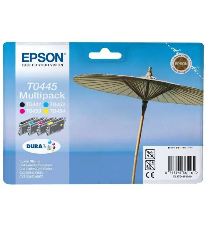 Epson T0445 Parasol Noir couleur Multipack de 4 Cartouches d'encre d'origine