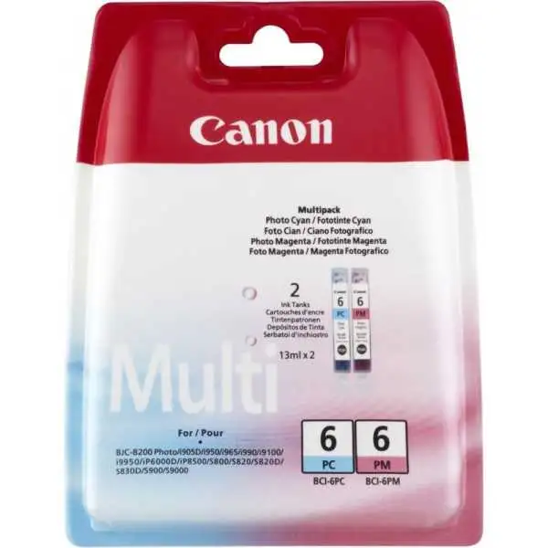 Canon BCI-6 PC/PM Photo Cyan, photo Magenta Pack de cartouches authentiques au meilleur prix