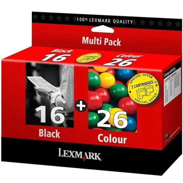 Lexmark 16/26 Noir couleur Pack de cartouches authentiques au meilleur prix