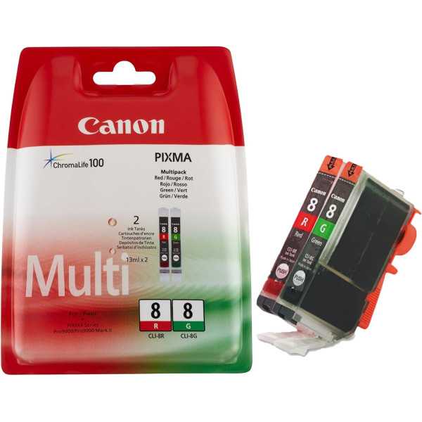 Canon CLI-8 R/G Rouge et vert Pack de cartouches authentiques au meilleur prix