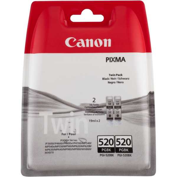 Canon PGI-520BK Noir Pack de cartouches authentiques au meilleur prix