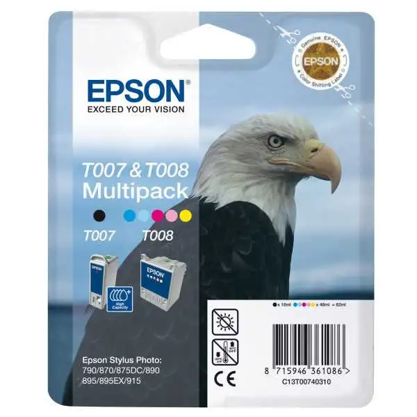 Epson T007/T008 Noir couleur Aigle Pack de cartouches authentiques au meilleur prix