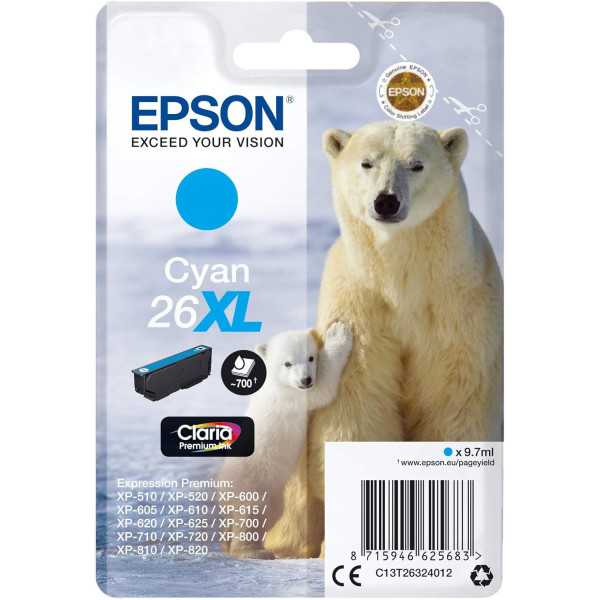 Epson 26XL Cyan Ours Polaire Cartouche authentique au meilleur prix