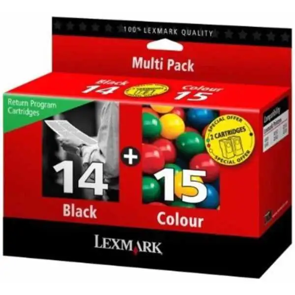 Lexmark 14/15 Noir couleur Pack de cartouches authentiques au meilleur prix