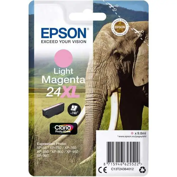 Epson 24XL Magenta clair Eléphant Cartouche authentique au meilleur prix