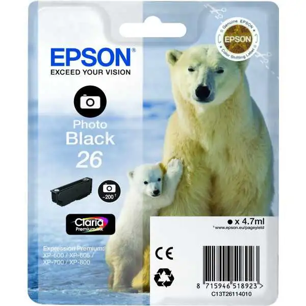 Epson 26 Photo noir Ours Polaire Cartouche authentique au meilleur prix