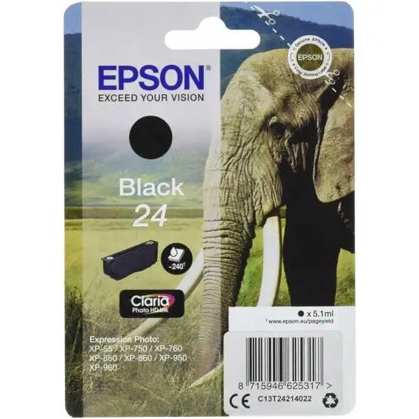 Epson 24 Noir Eléphant Cartouche authentique au meilleur prix