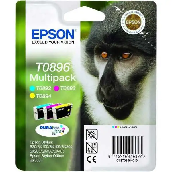 Epson T0896 Couleur Singe Pack de cartouches authentiques au meilleur prix