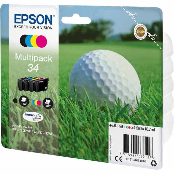 Epson 34 Noir et couleur Balle de golf Pack de cartouches authentiques au meilleur prix
