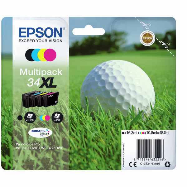 Epson 34XL Noir couleur Balle de golf Pack de cartouches authentiques au meilleur prix